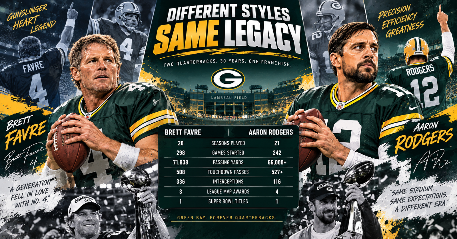 Aaron Rodgers vs Brett Favre: 30 Years, One Franchise, Two Eerily Similar Careers